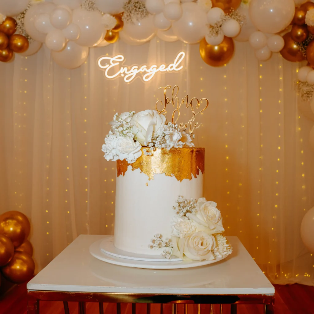 Beautiful Engagement Party Cake Decorated for a Special Occasion