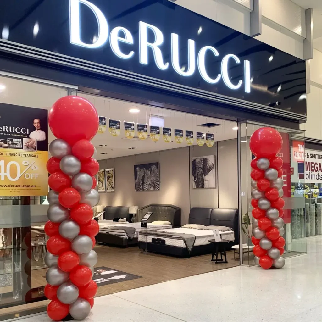 Retail store balloon column decorations