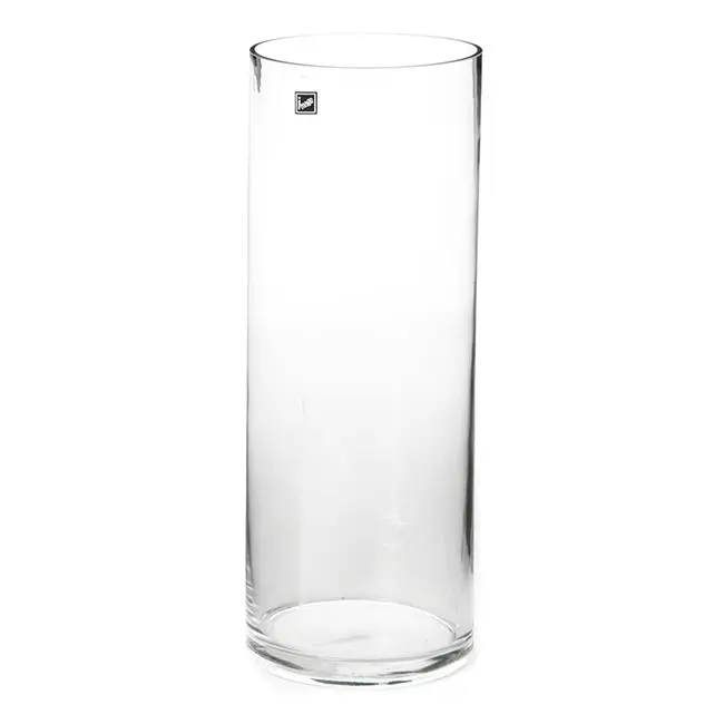 Large clear glass cylinder vase