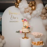 Couple’s Engagement Cake with Elegant Floral Decorations