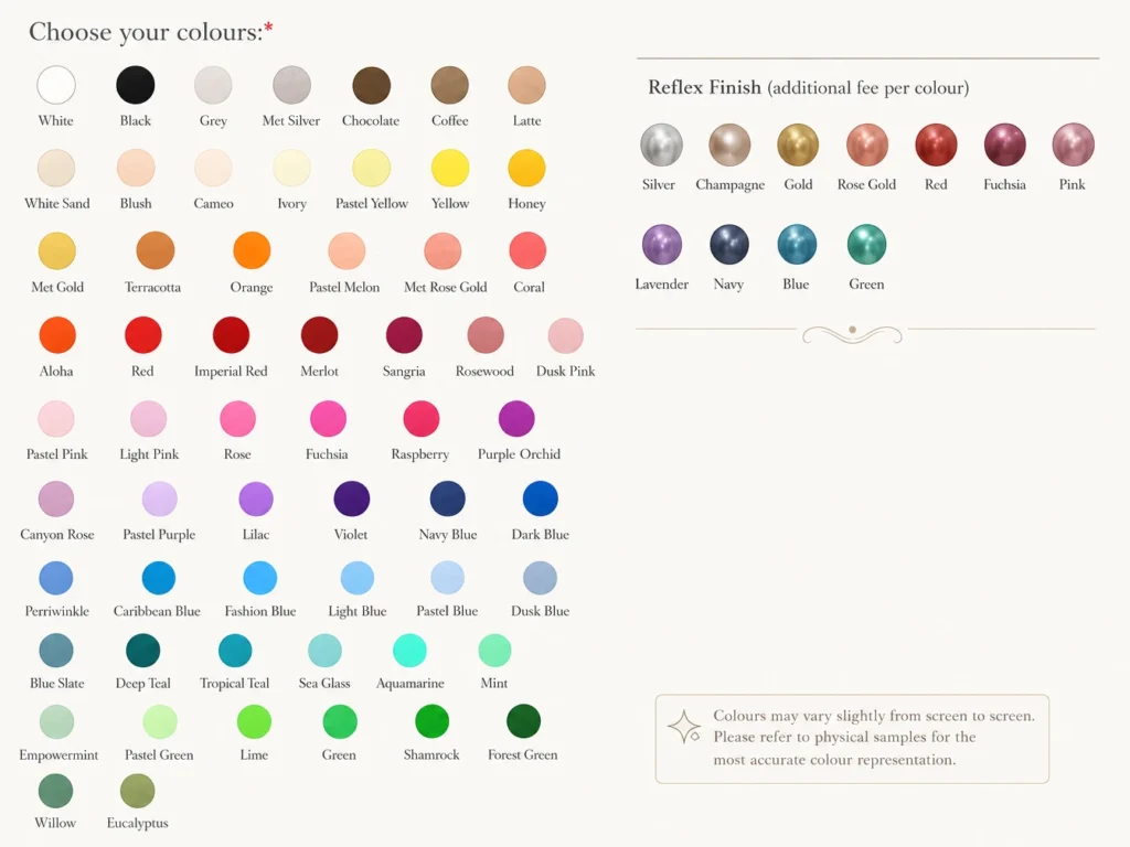 Balloon colour chart and selection guide