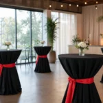Red Satin Sash with Center Flower vase