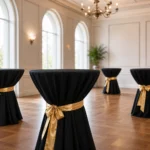 Black and gold cocktail table arrangement