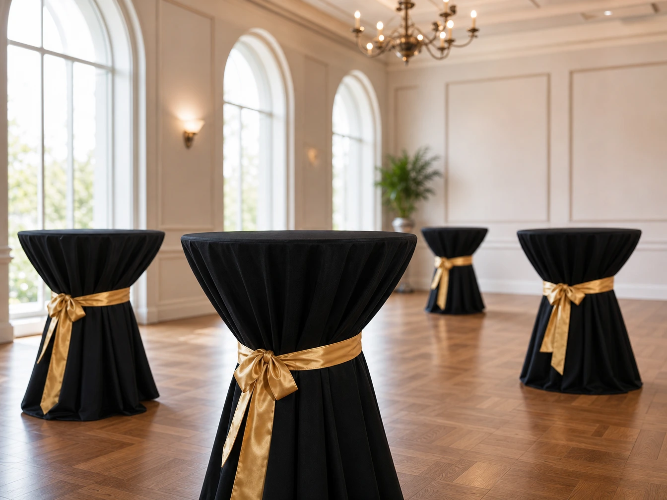 Black and gold cocktail table arrangement
