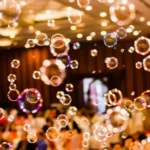 Floating bubble effect with warm lighting