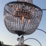 Black crystal chandelier close-up