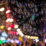 Decorative bubbles with colourful lighting