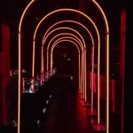 Red LED archway entrance installation