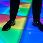 Close-up of illuminated LED dance floor