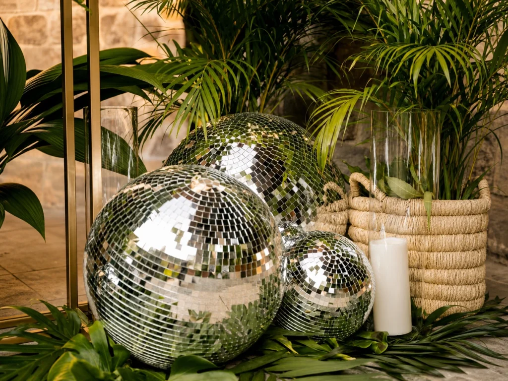 Decorative mirror ball floor display