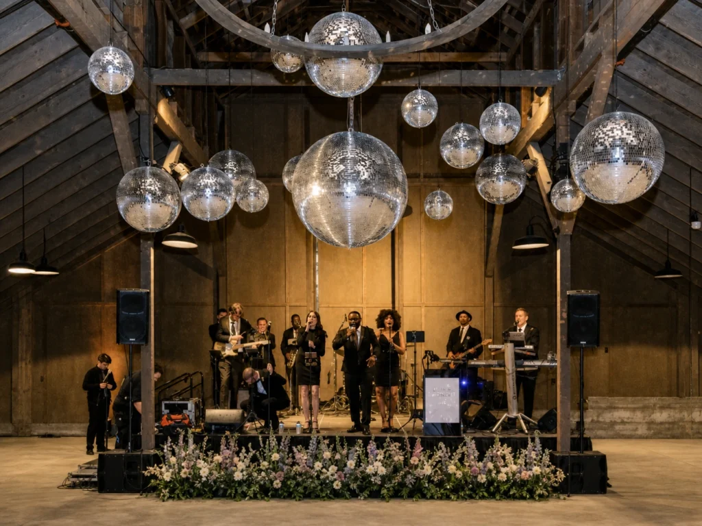 Hanging mirror ball ceiling display