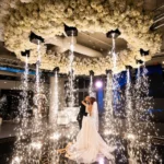 Wedding entrance with cold spark fountains