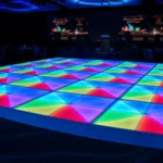 Vibrant multi-colored illuminated LED dance floor