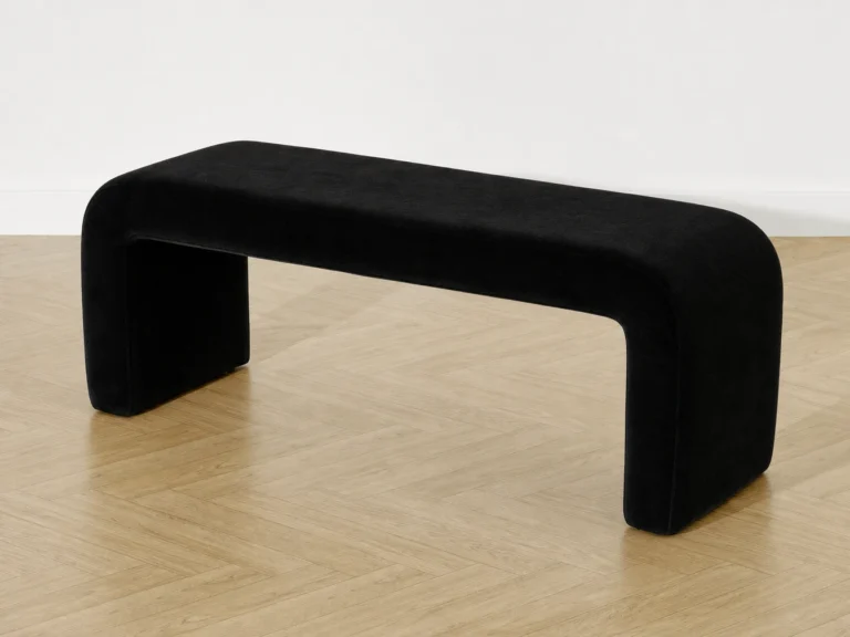 Black Velvet Rectangle Ottoman