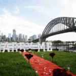 Marriage proposal on red carpet in Sydney.