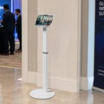 Digital tablet stand in exhibition space