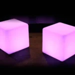 LED cube seats glowing pink
