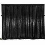 Black shimmer wall backdrop installation