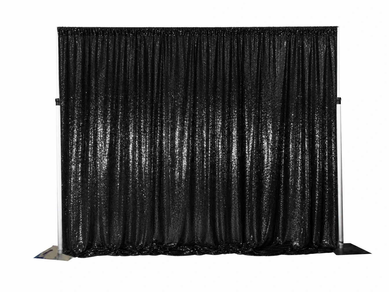 Black shimmer wall backdrop installation