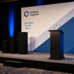 Corporate event display plinths