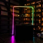 Multi-colored neon arch frame set up